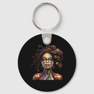 Black History Month Loc'd Hair Art Black Queen Afr Key Ring