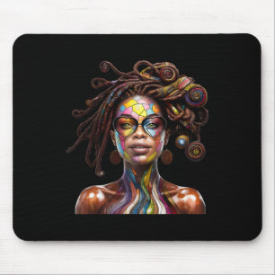 Black History Month Loc'd Hair Art Black Queen Afr Mouse Pad