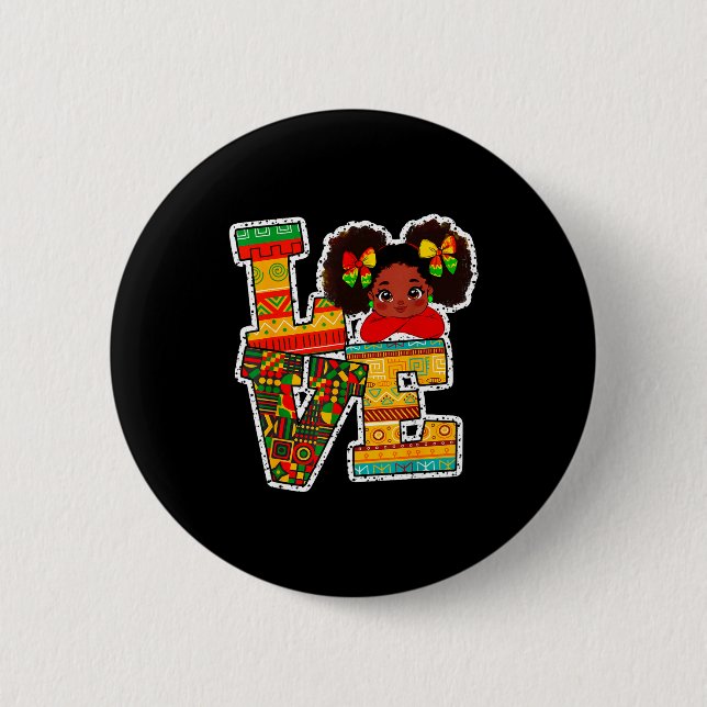 Black History Month Love Afro Toddler Girls Americ 6 Cm Round Badge (Front)