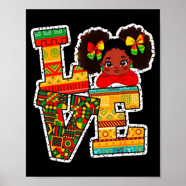 Black History Month Love Afro Toddler Girls Americ Poster (Front)