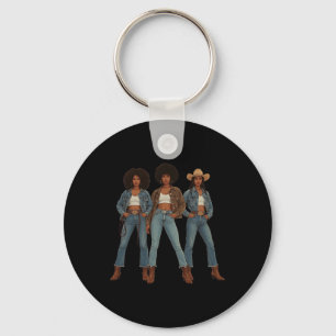 Black History Month Melanin Cowgirl Swag Western R Key Ring