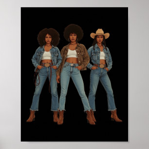 Black History Month Melanin Cowgirl Swag Western R Poster