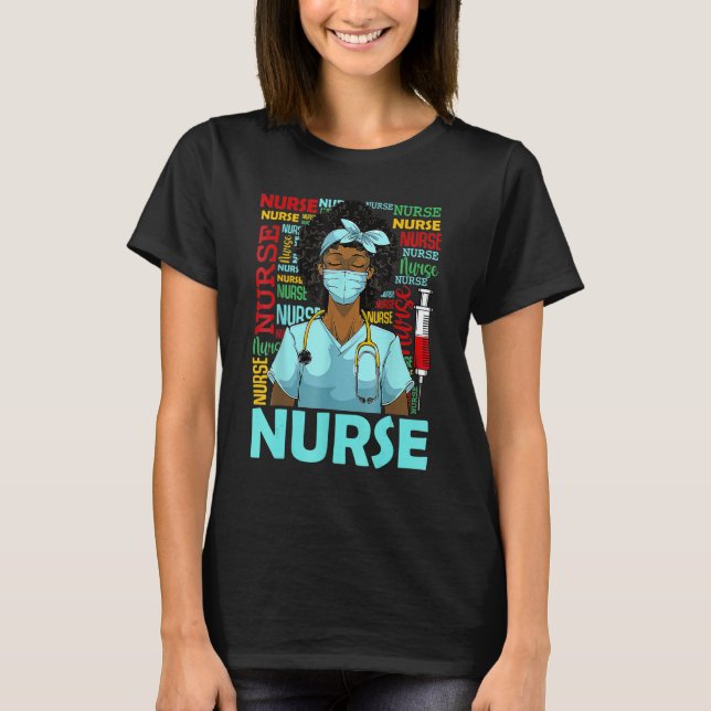 Black History Month Nurse Afro Girl Womens Day Gra T-Shirt (Front)