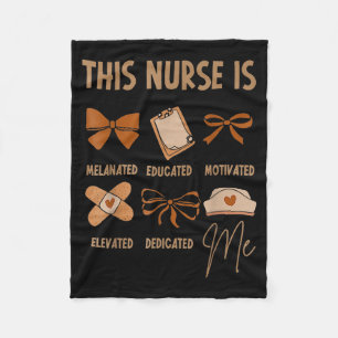 Black History Month Nurse Graduation Melanin Nursi Fleece Blanket