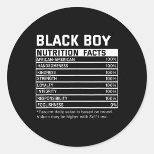 Black History Month Nutrition Facts Black Boy Mela Classic Round Sticker