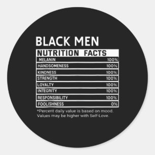 Black History Month Nutrition Facts Black Men Mela Classic Round Sticker