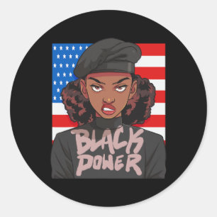 Black History Month Panther Party Afro Hair Usa Pa Classic Round Sticker
