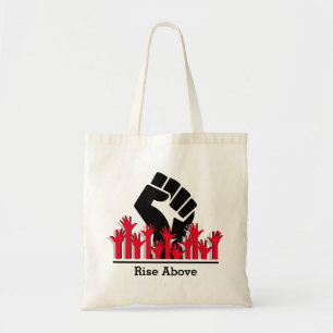 Black History Month Power Fist  RISE ABOVE Custom Tote Bag