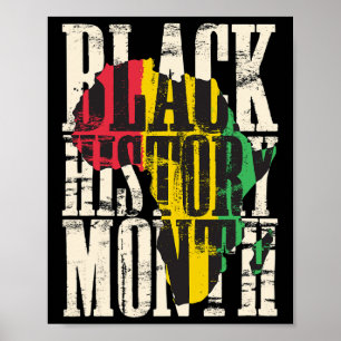 Black History Month Proud African Map Colors Afric Poster