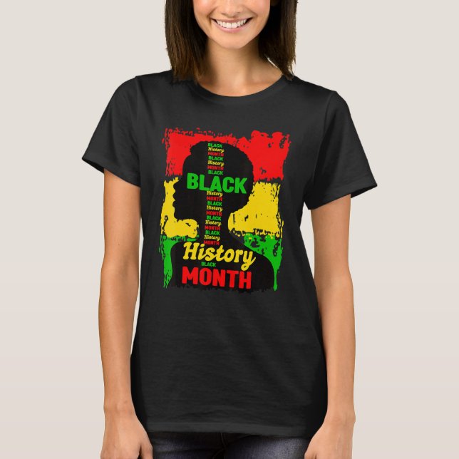 Black History Month Queen Melanin Afro African Pri T-Shirt (Front)