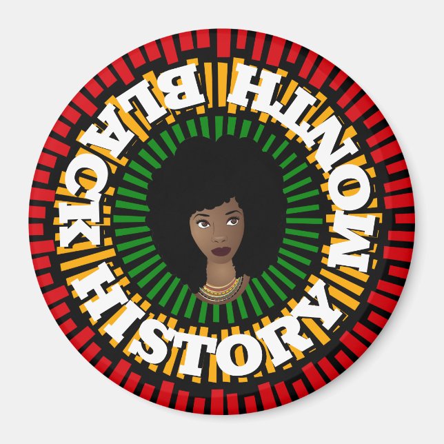 Black History Month, Rays of Sun, Black Woman Magnet (Front)