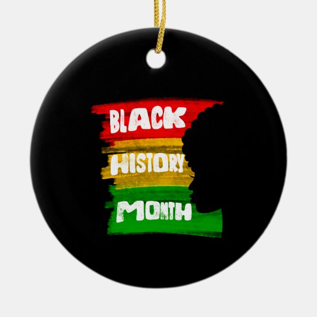 Black History Month Silhouette Ceramic Ornament (Front)