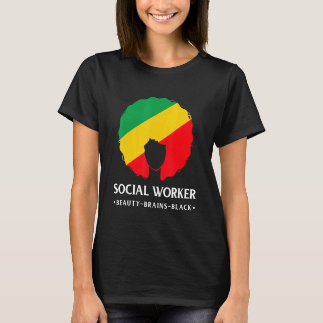 Black History Month Social Worker African American T-Shirt (Front)