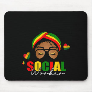 Black History Month Social Worker Messy Bun Hair A Mouse Pad