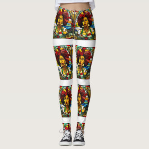 Black history month stained glass christian church leggings
