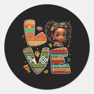 Black History Month Strong African Toddler Girls Classic Round Sticker