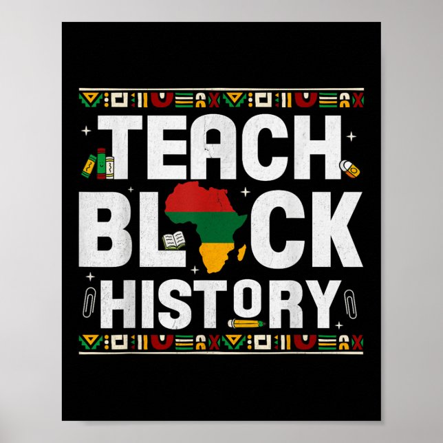 Black History Month Teach Map African Pride Teache Poster (Front)