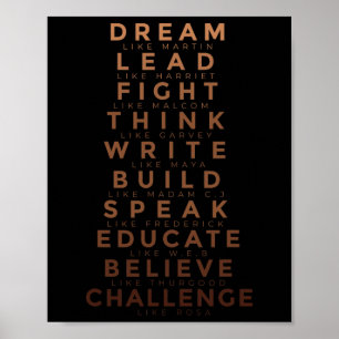 Black History Month Tee Dream Like Martin Lead Lik Poster