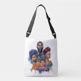 Black History Month Watercolor Afro Melanin Crossbody Bag