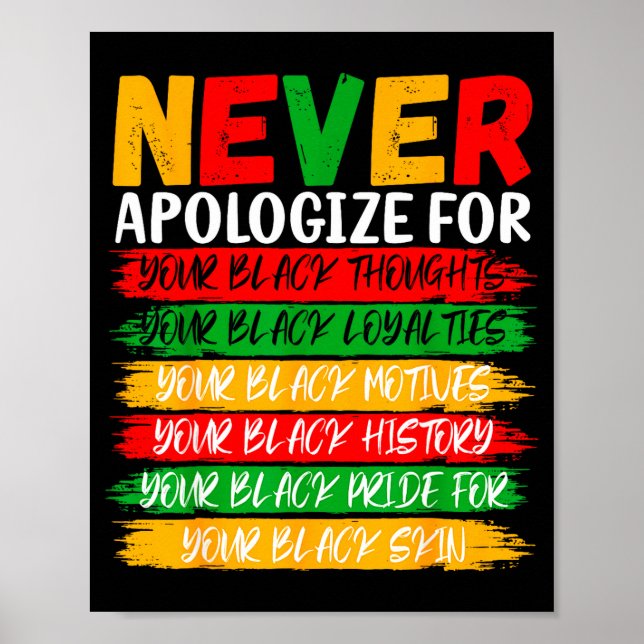Black History Never Apologize For Your Blackness M Poster (Front)