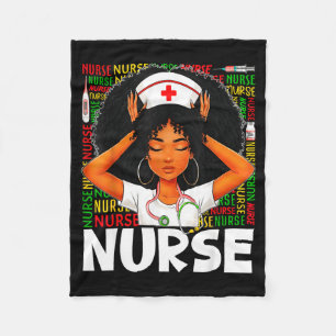 Black History Nurse Afro Melanin Woman Rn Cna Girl Fleece Blanket