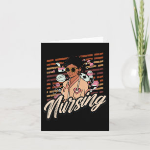 Black History Nurse Nursing Student Afro Woman Hai Card