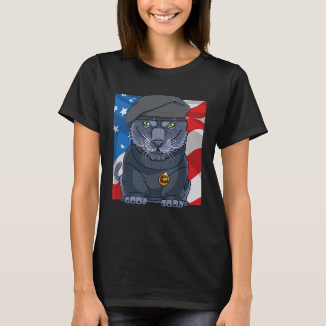 Black History Panther Party Patriotic African Amer T-Shirt (Front)