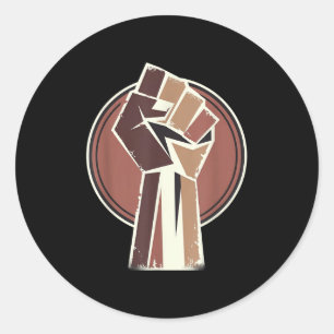 Black History Power Unity Hand Afro Motivation Classic Round Sticker