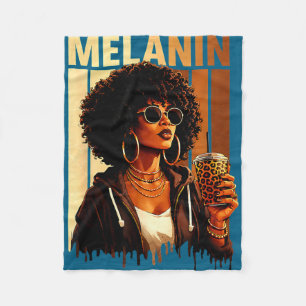 Black history pride queen blessed afrocentric fleece blanket