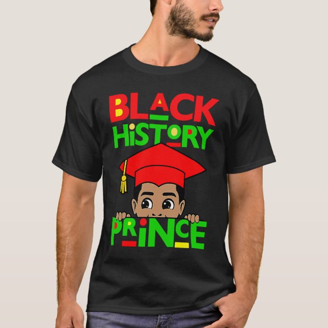 Black History Prince Melanin Boy Son Bruh Brown Sk T-Shirt (Front)