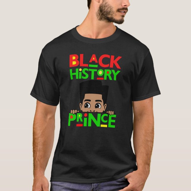 Black History Prince Melanin Boy Son Bruh Brown Sk T-Shirt (Front)