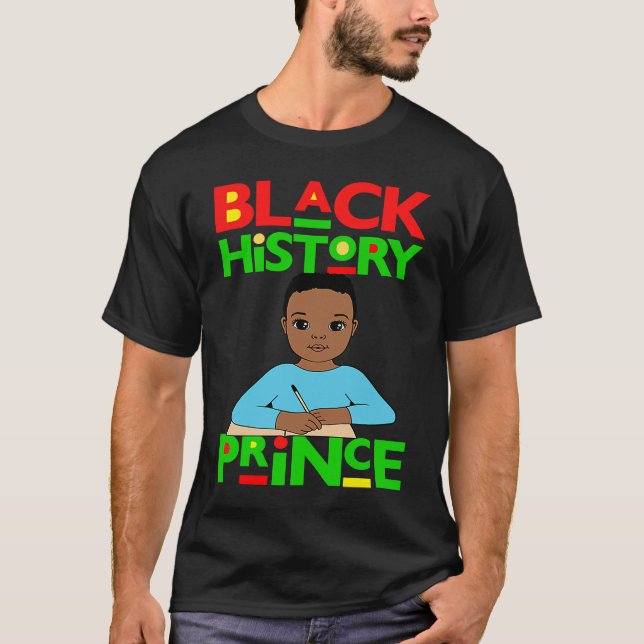Black History Prince Melanin Boy Son Bruh Brown Sk T-Shirt (Front)