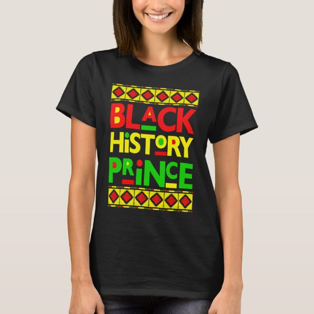 Black History Prince Melanin Boy Son Bruh Brown Sk T-Shirt (Front)