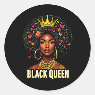 Black History Queen Black History Month African Wo Classic Round Sticker