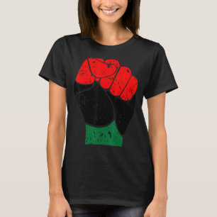 Black History Red Black and Green Pride Fist T-Shirt