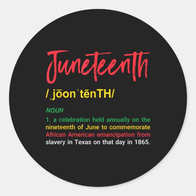 Black History Retro Juneteenth Definition Free Ish Classic Round Sticker (Front)