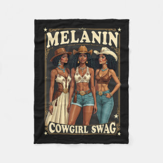 Black History Rodeo Cowgirls Riding Melanin Cowgir Fleece Blanket