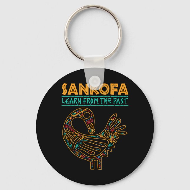 black history sankofa african bird juneteenth key ring (Front)
