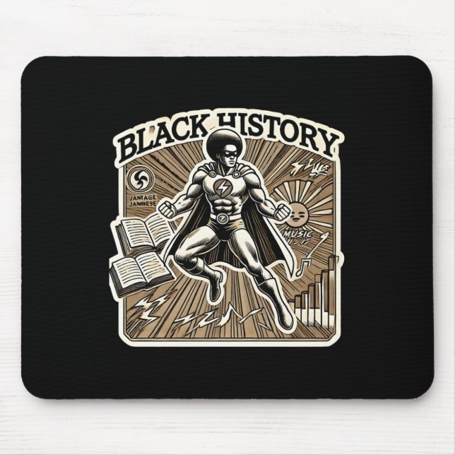 Black History Superhero Sticker  Mouse Pad (Front)