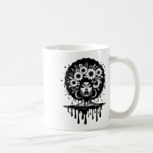 Black History T Shrits For Women Afro Flower Hair Coffee Mug