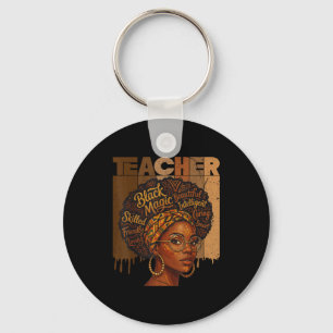 Black History Teacher Afro Woman African American Key Ring