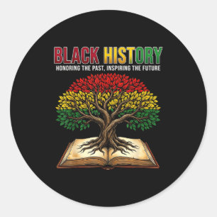 Black History Tree Book Honoring Past Inspiring Fu Classic Round Sticker