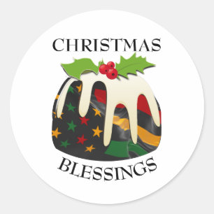 Black History USA Flag CHRISTMAS PUDDING Classic Round Sticker