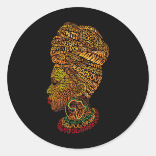 Black History Women Afro Head-wrap Typography June Classic Round Sticker