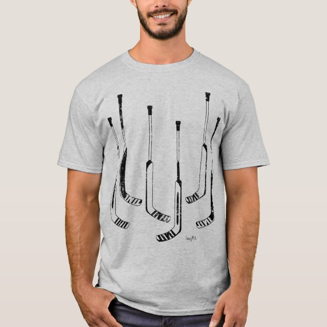 Black Hockey Goalie Sticks T-Shirt (Front)