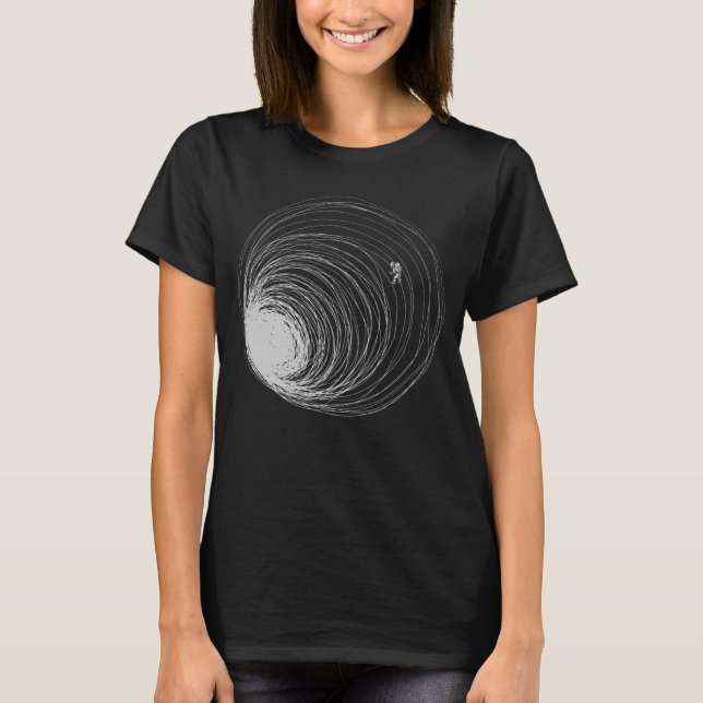 Black Hole Astronaut Lost Space Illustration Unive T-Shirt (Front)