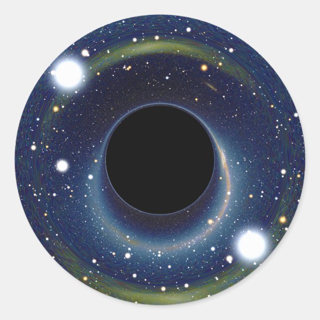 Black hole in front of the Large Magellanic Cloud Classic Round Sticker (Front)
