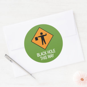 Black Hole This Way Flat Card Classic Round Sticker