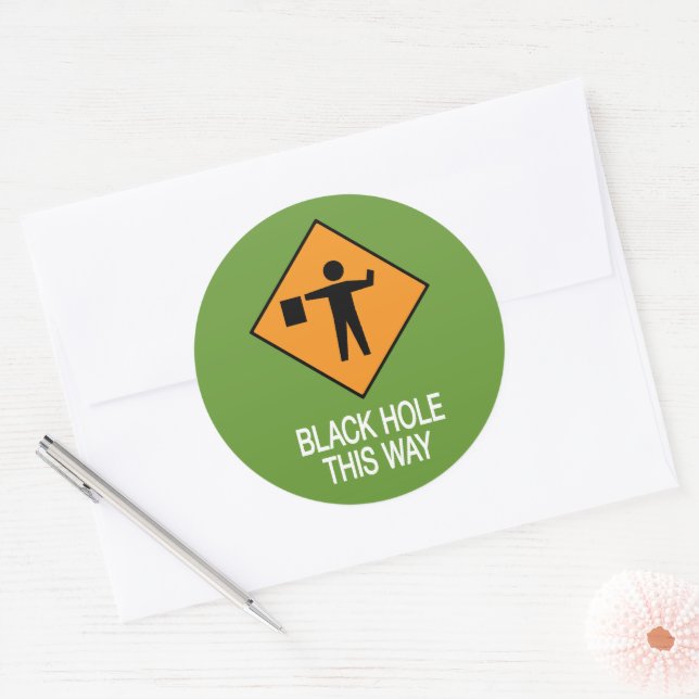 Black Hole This Way Flat Card Classic Round Sticker (Envelope)