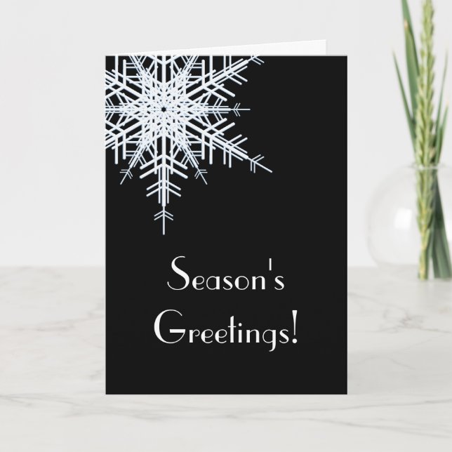 Black Holiday Card Offset Snowflake (corp) (Front)